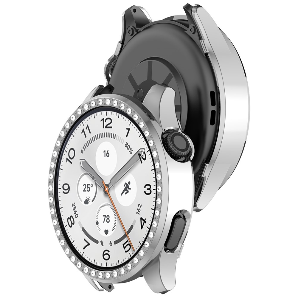 Decory plastové nasadzovacie puzdro s kamienkami na Xiaomi Watch S5 - strieborné