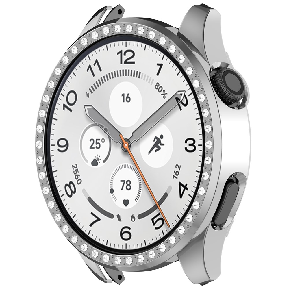 Decory plastové nasadzovacie puzdro s kamienkami na Xiaomi Watch S5 - strieborné