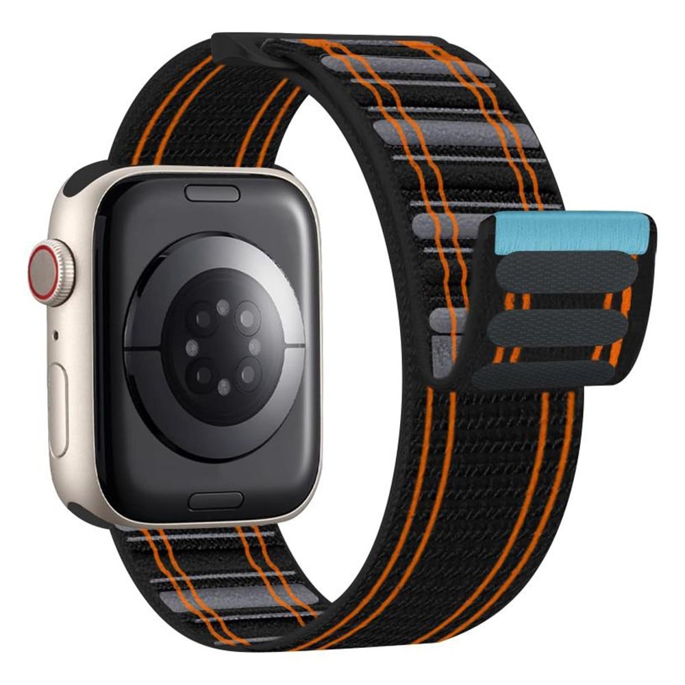 Delta nylonový remienok na Apple Watch 12/11/10 42mm/9/8/7 41mm - čierny/oranžový