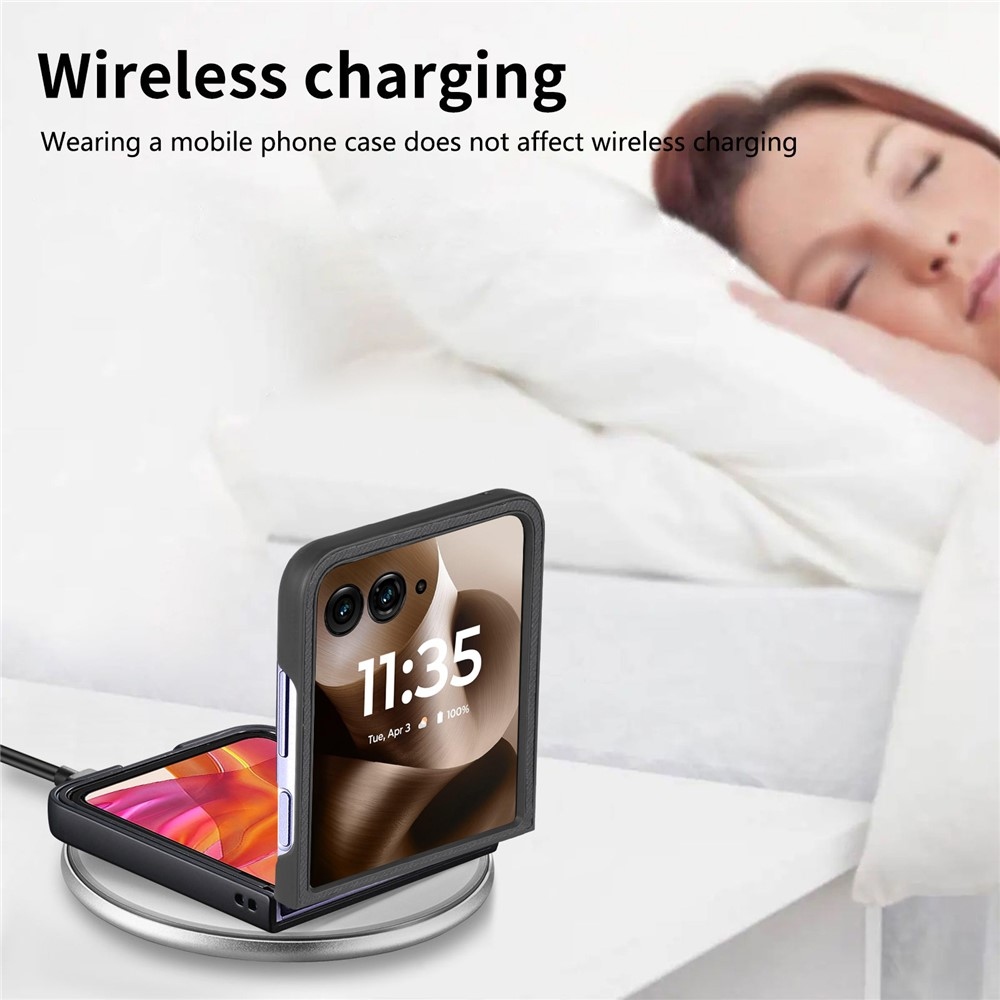 Denim plastový kryt s umelou kožou a MagSafe na Motorola Razr 60 Ultra 5G - čierny