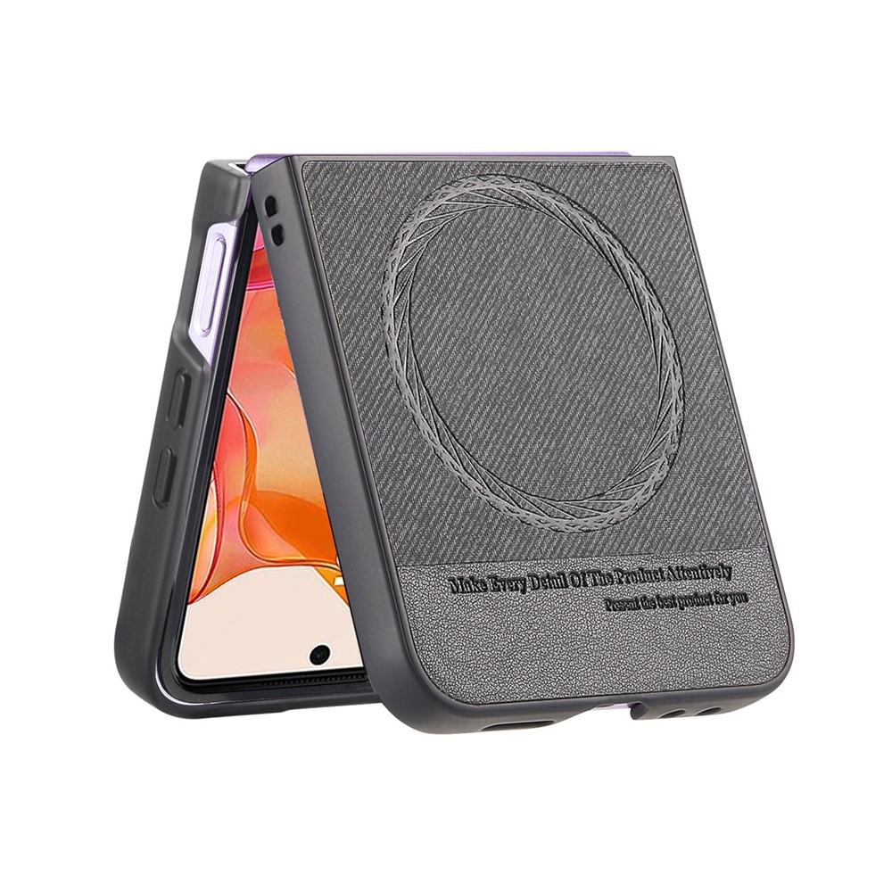 Denim plastový kryt s umelou kožou a MagSafe na Motorola Razr 60 Ultra 5G - čierny