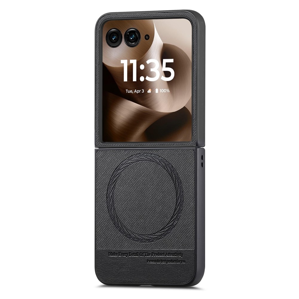Denim plastový kryt s umelou kožou a MagSafe na Motorola Razr 60 Ultra 5G - čierny