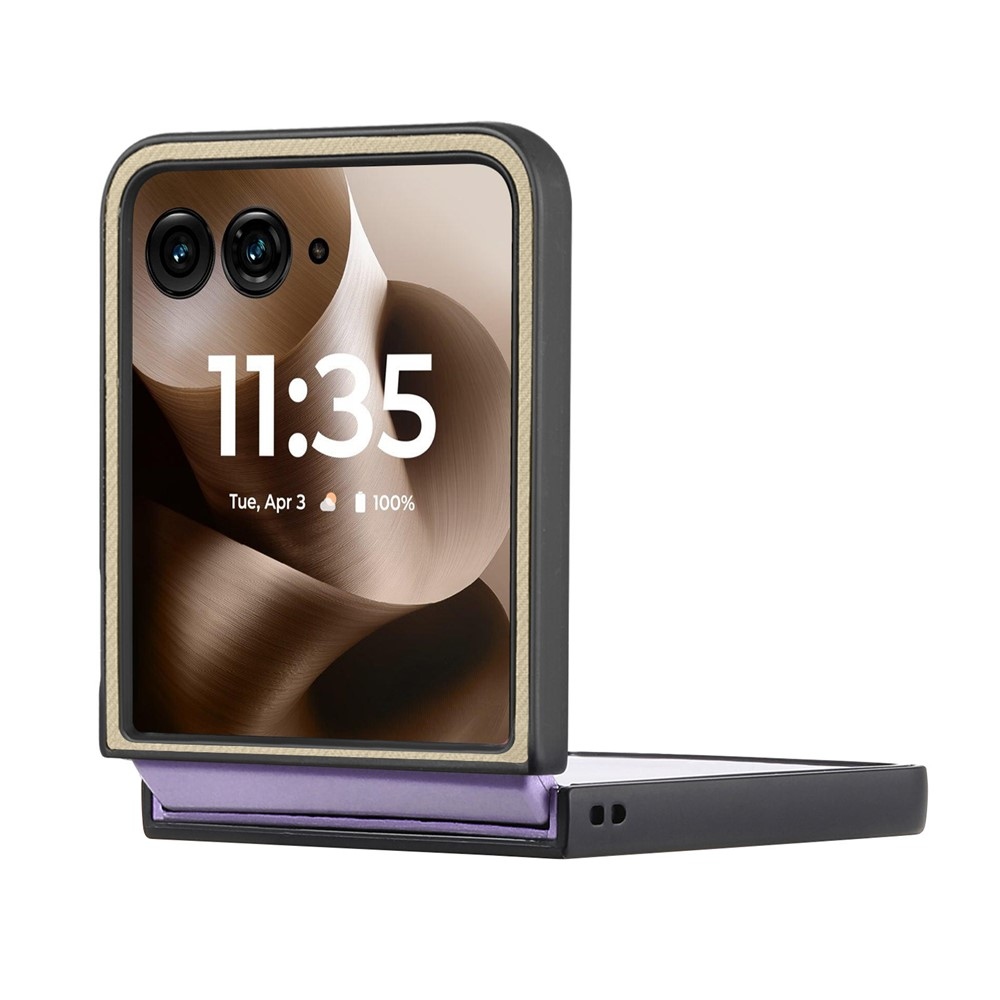 Denim plastový kryt s umelou kožou a MagSafe na Motorola Razr 60 Ultra 5G - khaki