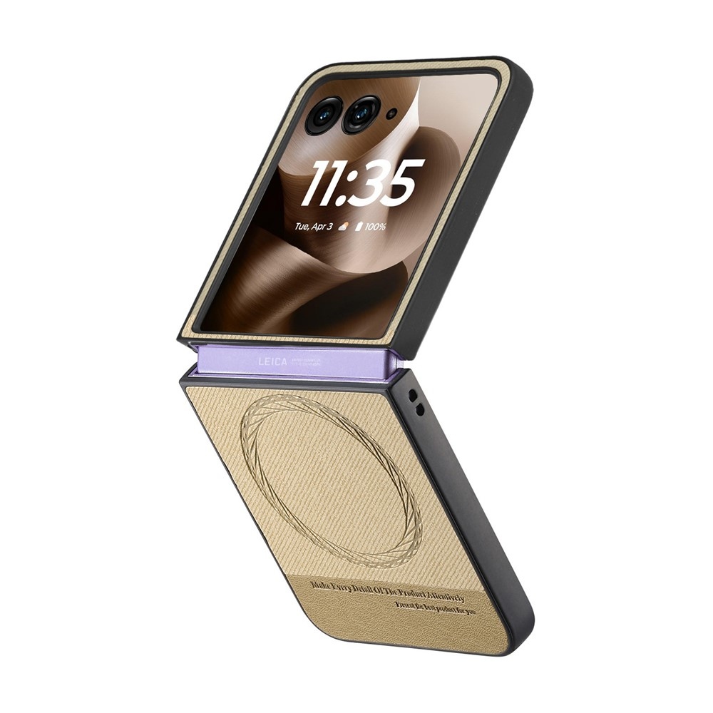 Denim plastový kryt s umelou kožou a MagSafe na Motorola Razr 60 Ultra 5G - khaki