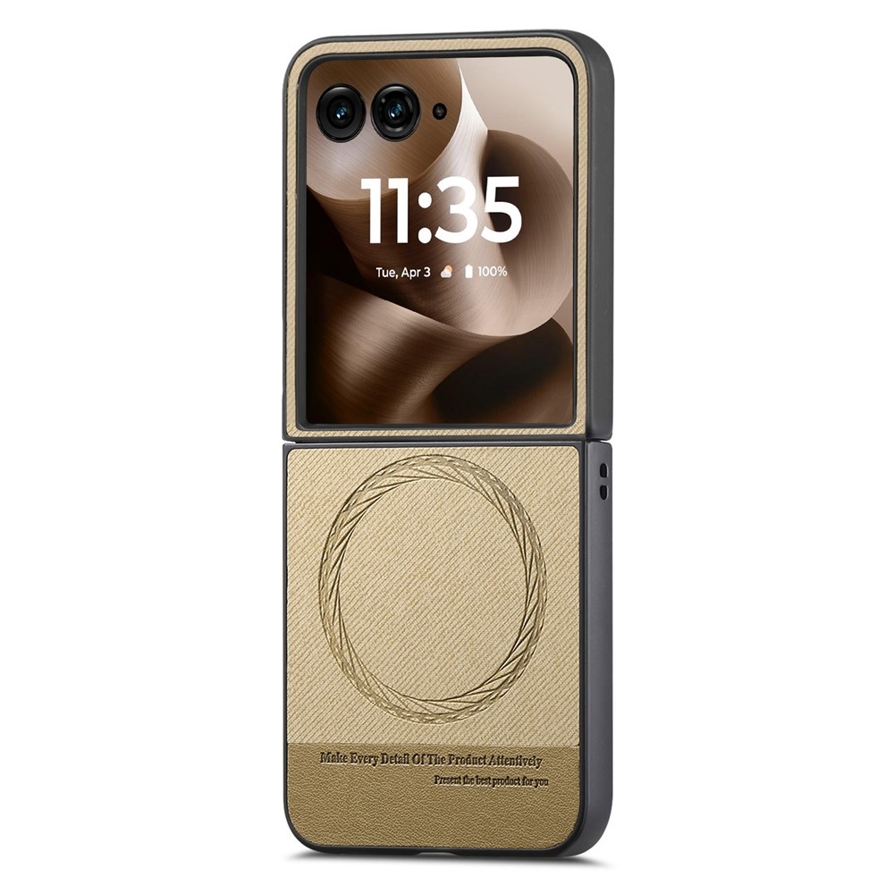 Denim plastový kryt s umelou kožou a MagSafe na Motorola Razr 60 Ultra 5G - khaki