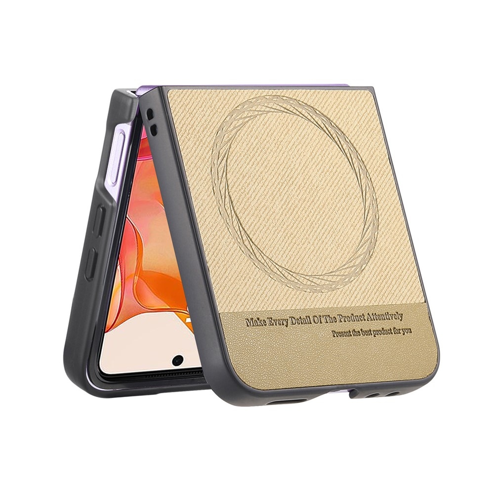 Denim plastový kryt s umelou kožou a MagSafe na Motorola Razr 60 Ultra 5G - khaki