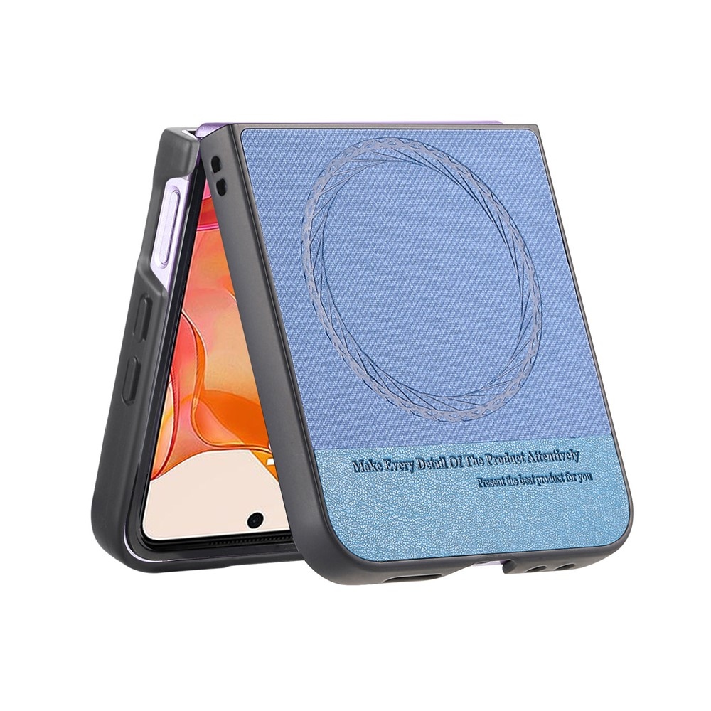 Denim plastový kryt s umelou kožou a MagSafe na Motorola Razr 60 Ultra 5G - modrý