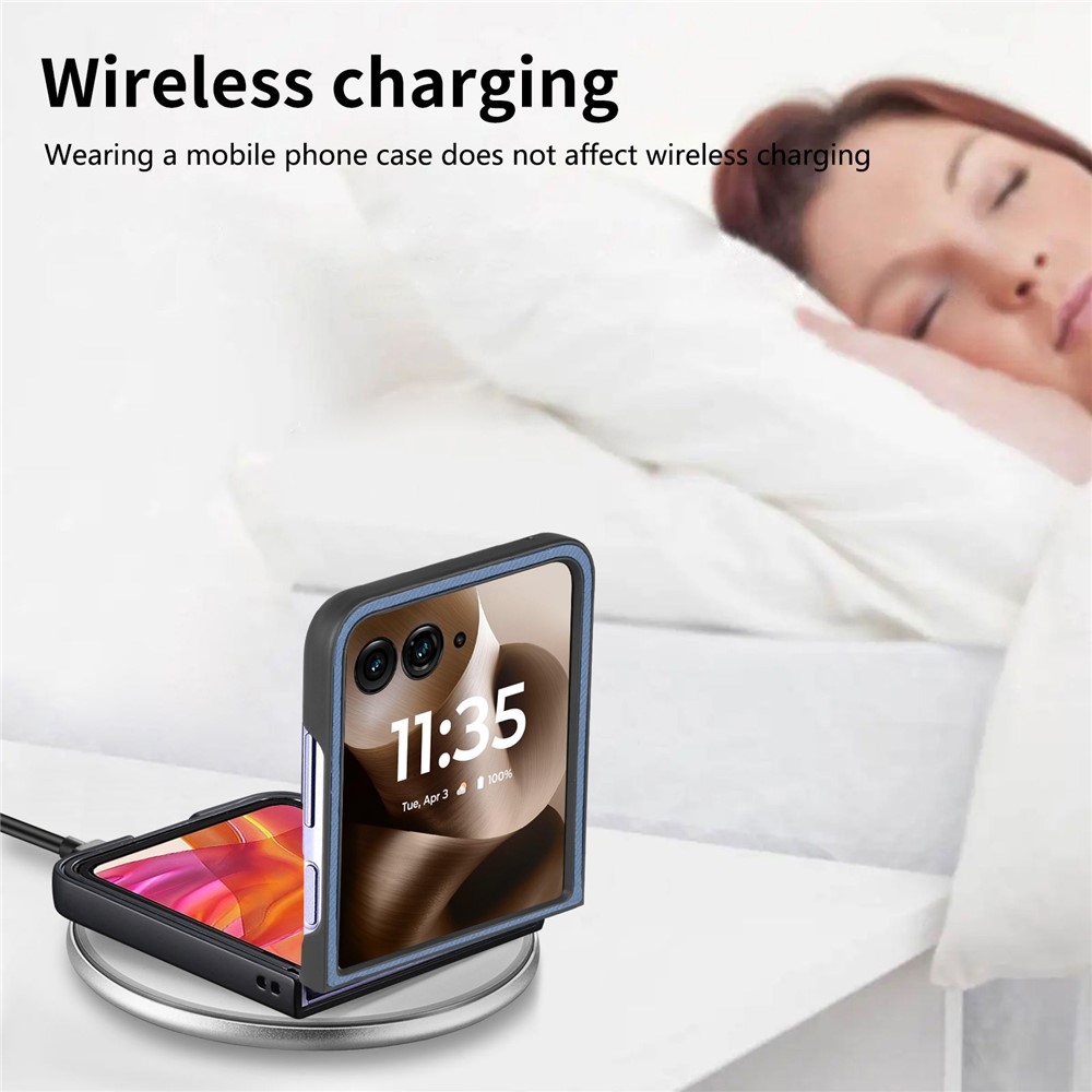 Denim plastový kryt s umelou kožou a MagSafe na Motorola Razr 60 Ultra 5G - modrý