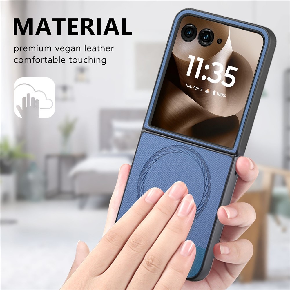 Denim plastový kryt s umelou kožou a MagSafe na Motorola Razr 60 Ultra 5G - modrý