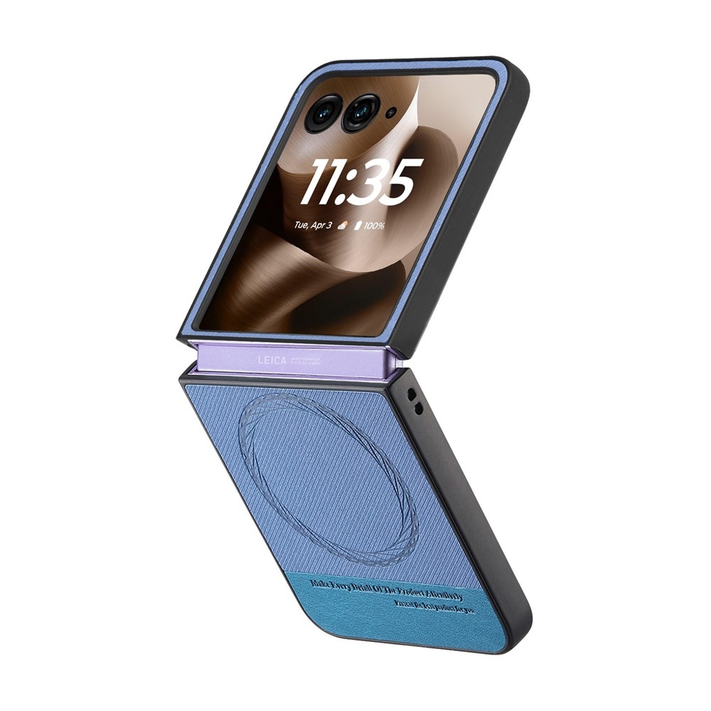 Denim plastový kryt s umelou kožou a MagSafe na Motorola Razr 60 Ultra 5G - modrý