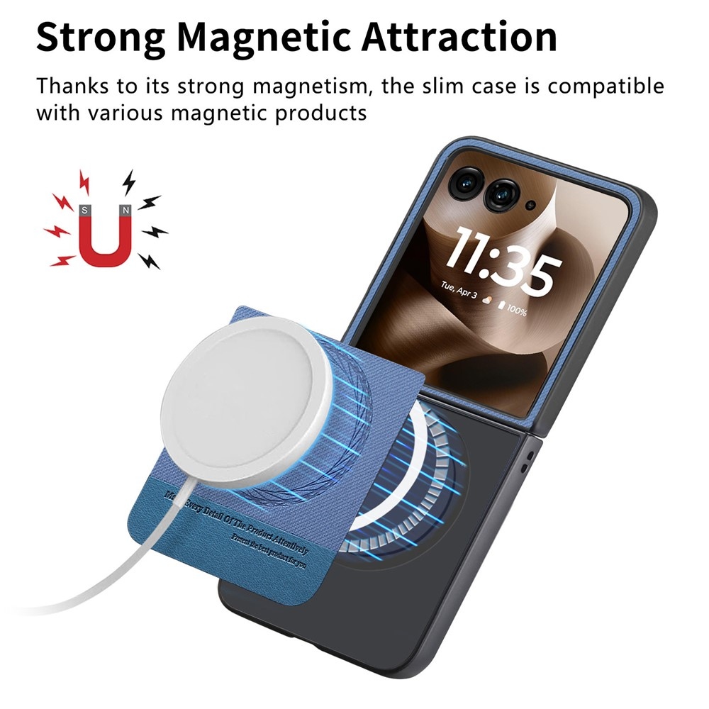 Denim plastový kryt s umelou kožou a MagSafe na Motorola Razr 60 Ultra 5G - modrý