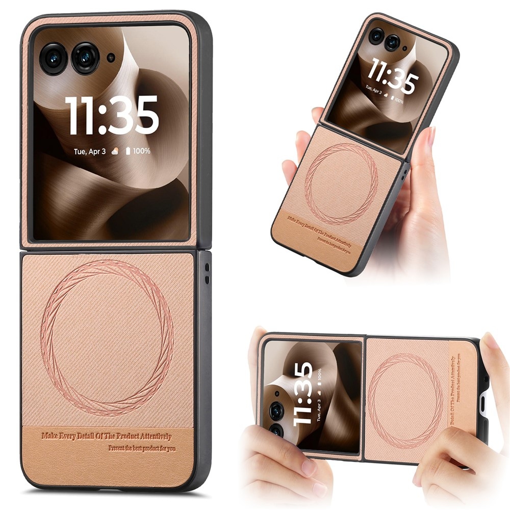 Denim plastový kryt s umelou kožou a MagSafe na Motorola Razr 60 Ultra 5G - ružový