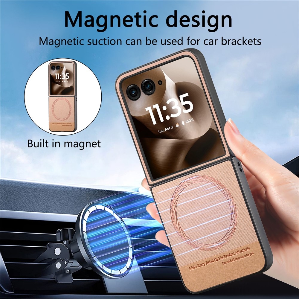 Denim plastový kryt s umelou kožou a MagSafe na Motorola Razr 60 Ultra 5G - ružový