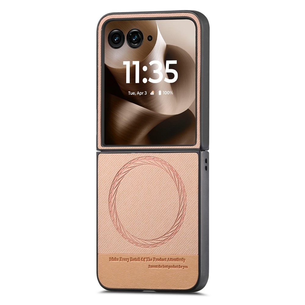 Denim plastový kryt s umelou kožou a MagSafe na Motorola Razr 60 Ultra 5G - ružový