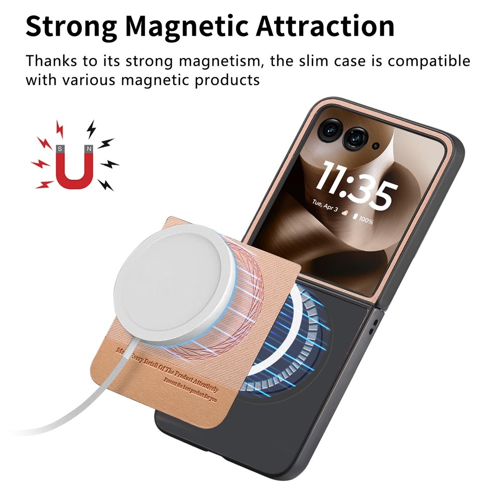 Denim plastový kryt s umelou kožou a MagSafe na Motorola Razr 60 Ultra 5G - ružový