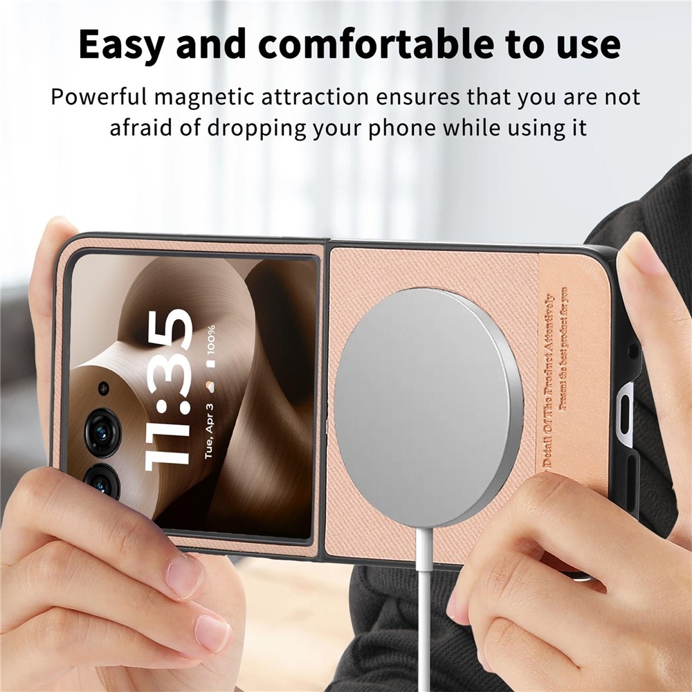 Denim plastový kryt s umelou kožou a MagSafe na Motorola Razr 60 Ultra 5G - ružový