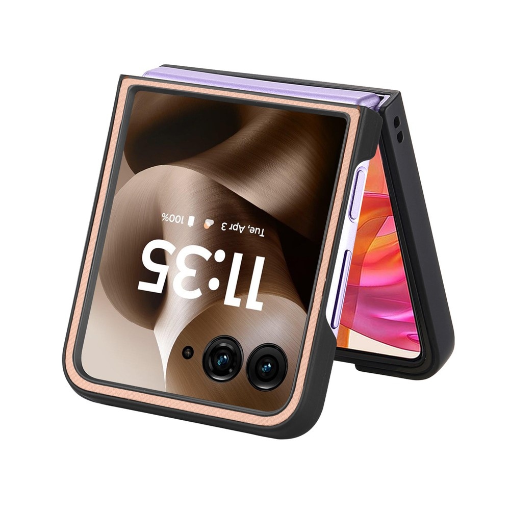 Denim plastový kryt s umelou kožou a MagSafe na Motorola Razr 60 Ultra 5G - ružový