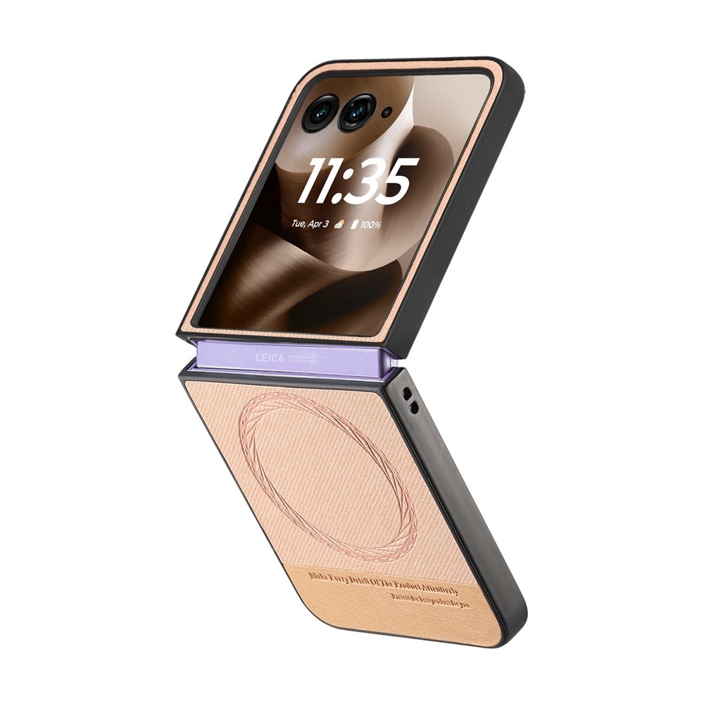 Denim plastový kryt s umelou kožou a MagSafe na Motorola Razr 60 Ultra 5G - ružový