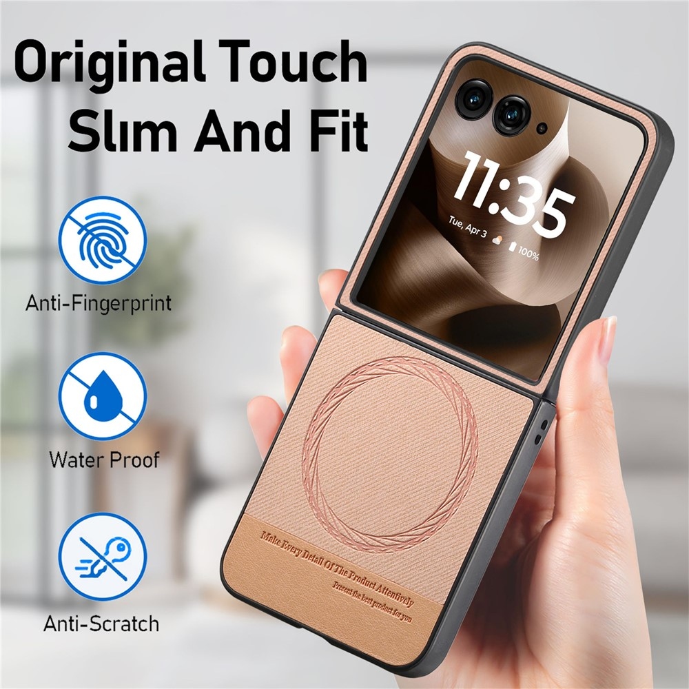 Denim plastový kryt s umelou kožou a MagSafe na Motorola Razr 60 Ultra 5G - ružový