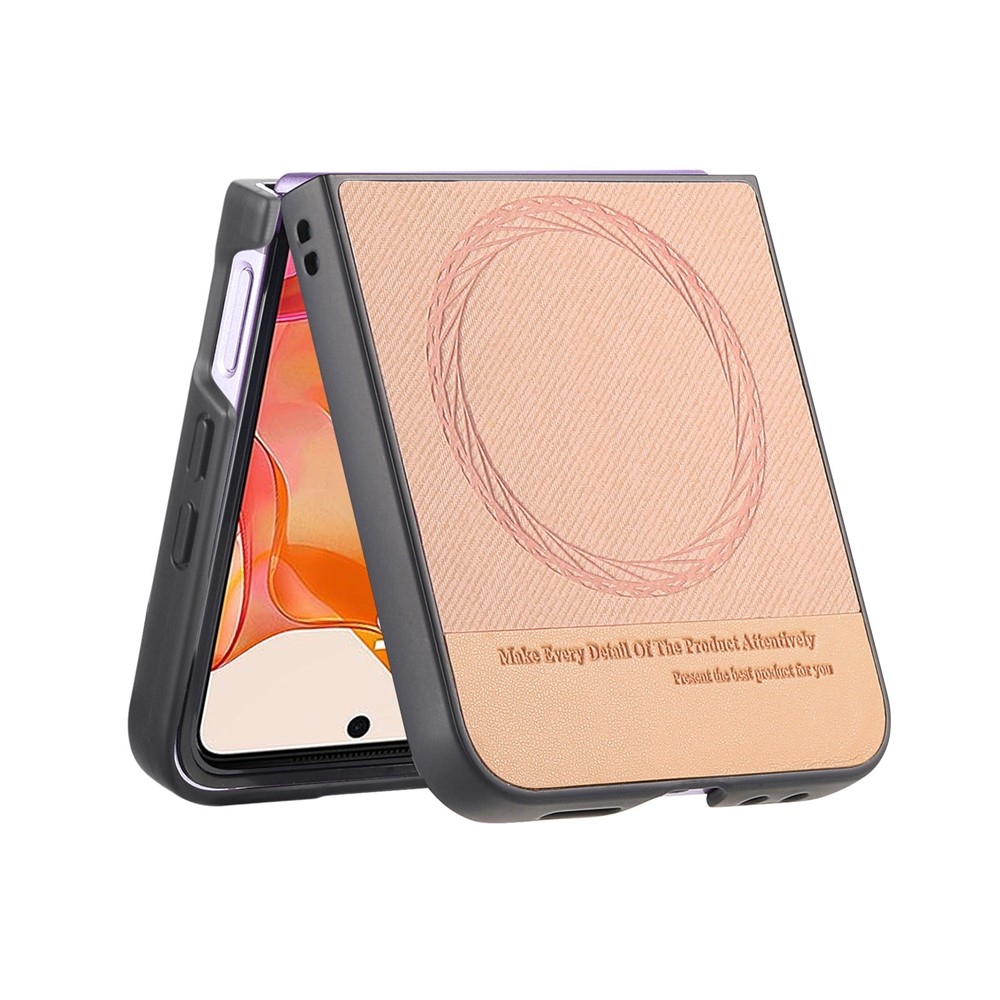 Denim plastový kryt s umelou kožou a MagSafe na Motorola Razr 60 Ultra 5G - ružový