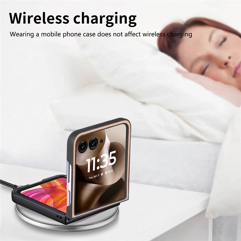 Denim plastový kryt s umelou kožou a MagSafe na Motorola Razr 60 Ultra 5G - ružový