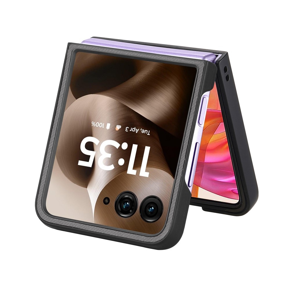 Denim plastový kryt s umelou kožou a MagSafe na Motorola Razr 60 Ultra 5G - šedý