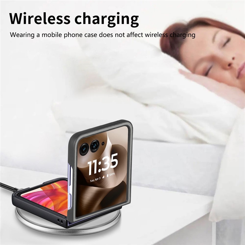 Denim plastový kryt s umelou kožou a MagSafe na Motorola Razr 60 Ultra 5G - šedý