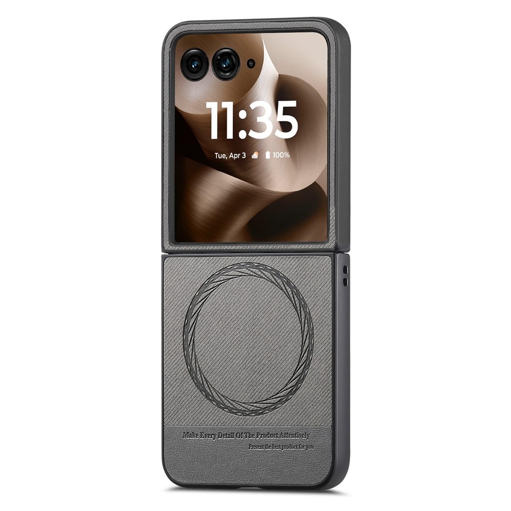 Denim plastový kryt s umelou kožou a MagSafe na Motorola Razr 60 Ultra 5G - šedý