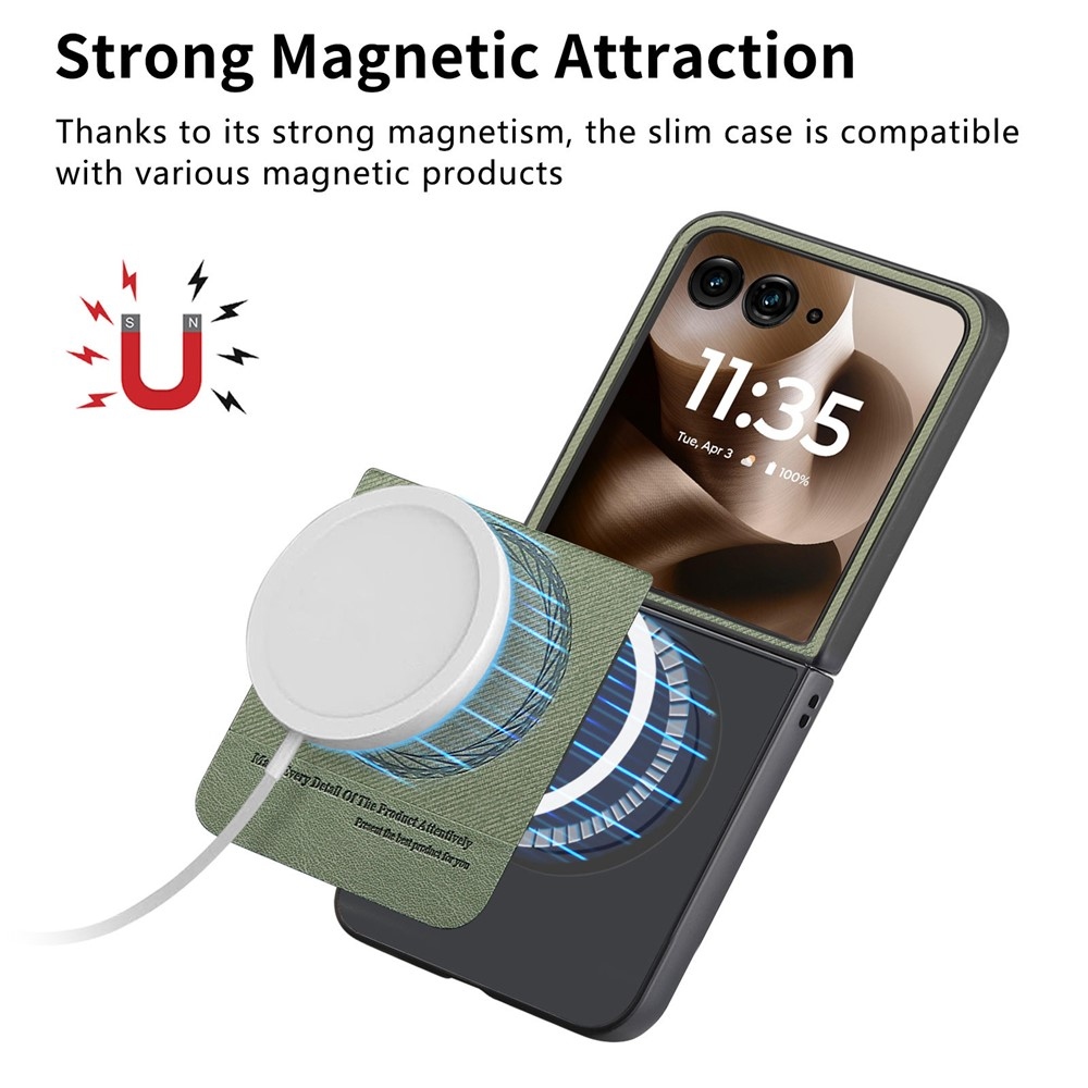 Denim plastový kryt s umelou kožou a MagSafe na Motorola Razr 60 Ultra 5G - zelený