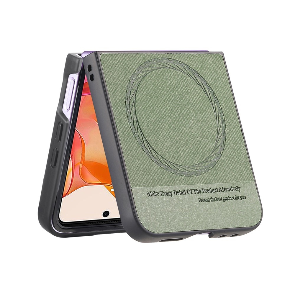 Denim plastový kryt s umelou kožou a MagSafe na Motorola Razr 60 Ultra 5G - zelený