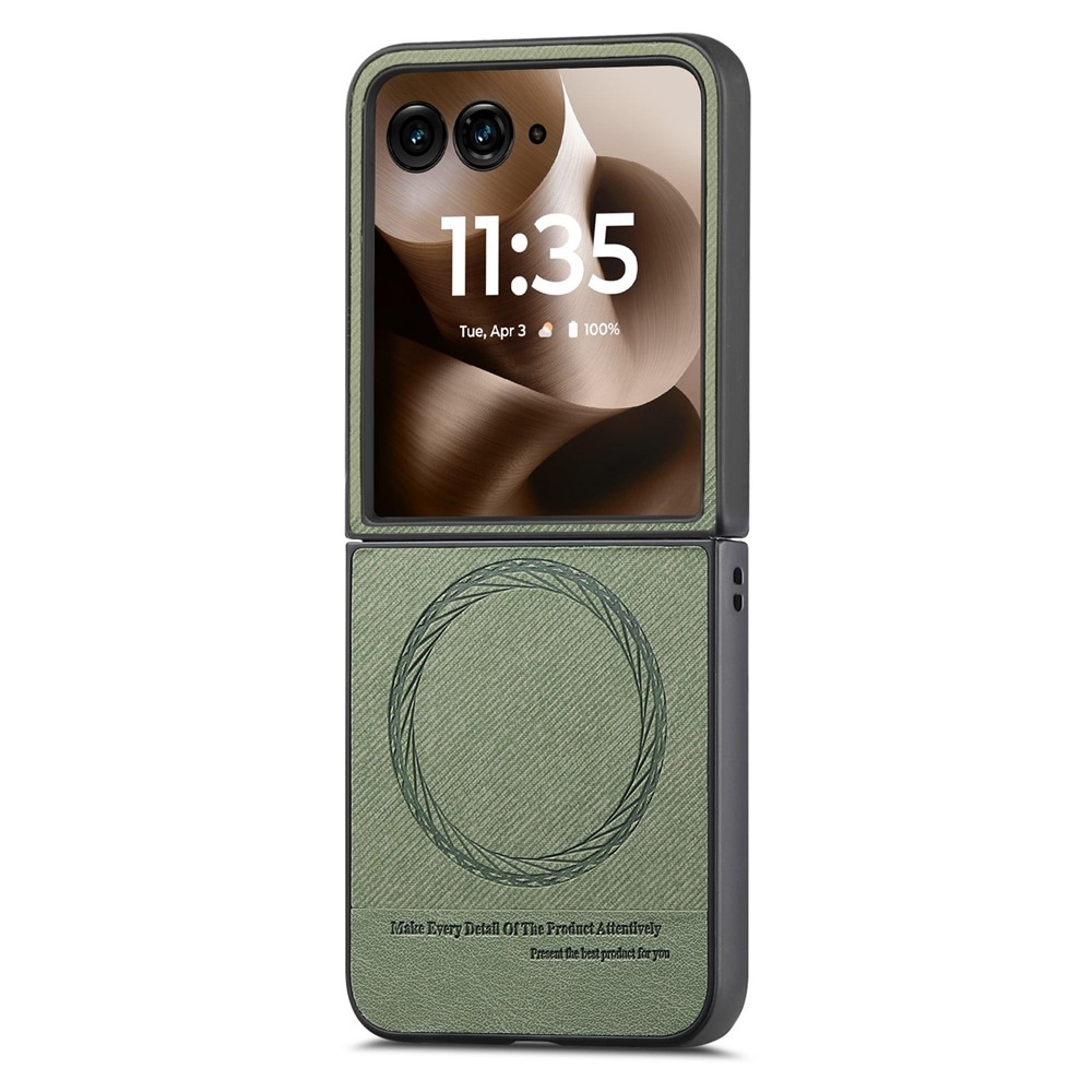 Denim plastový kryt s umelou kožou a MagSafe na Motorola Razr 60 Ultra 5G - zelený
