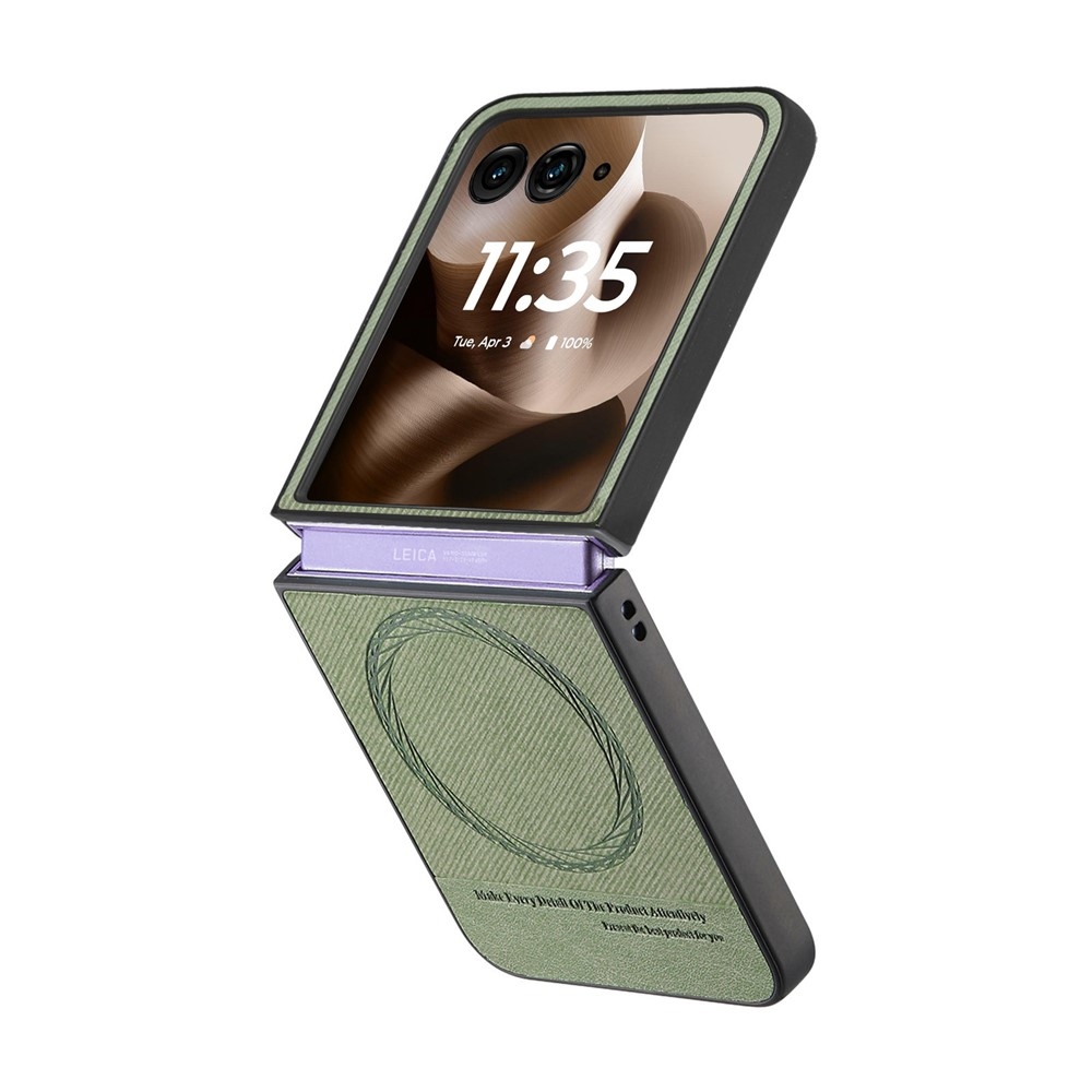 Denim plastový kryt s umelou kožou a MagSafe na Motorola Razr 60 Ultra 5G - zelený