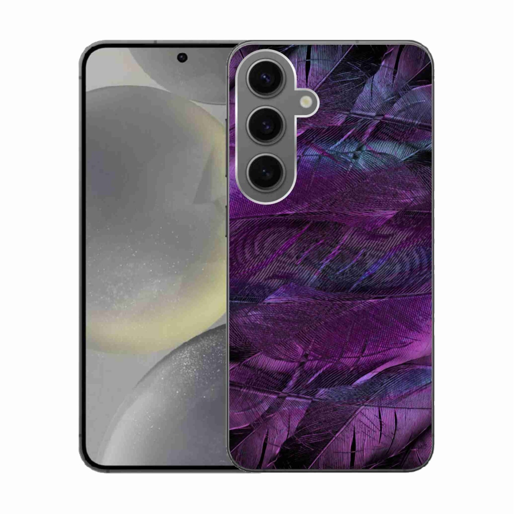 Gélový kryt mmCase na Samsung Galaxy S24 - fialové pierka