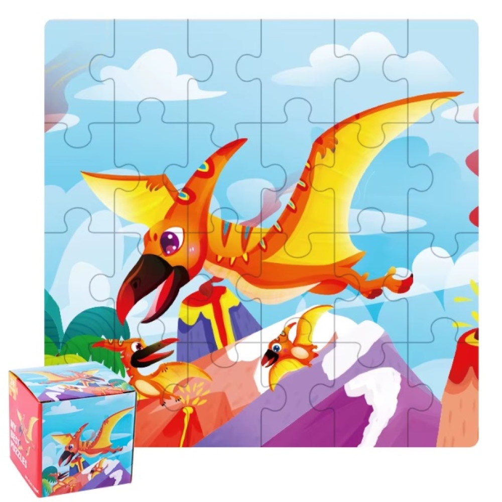 Detské drevené obrázkové puzzle 14x14cm (24 dielikov) - pterodaktyl