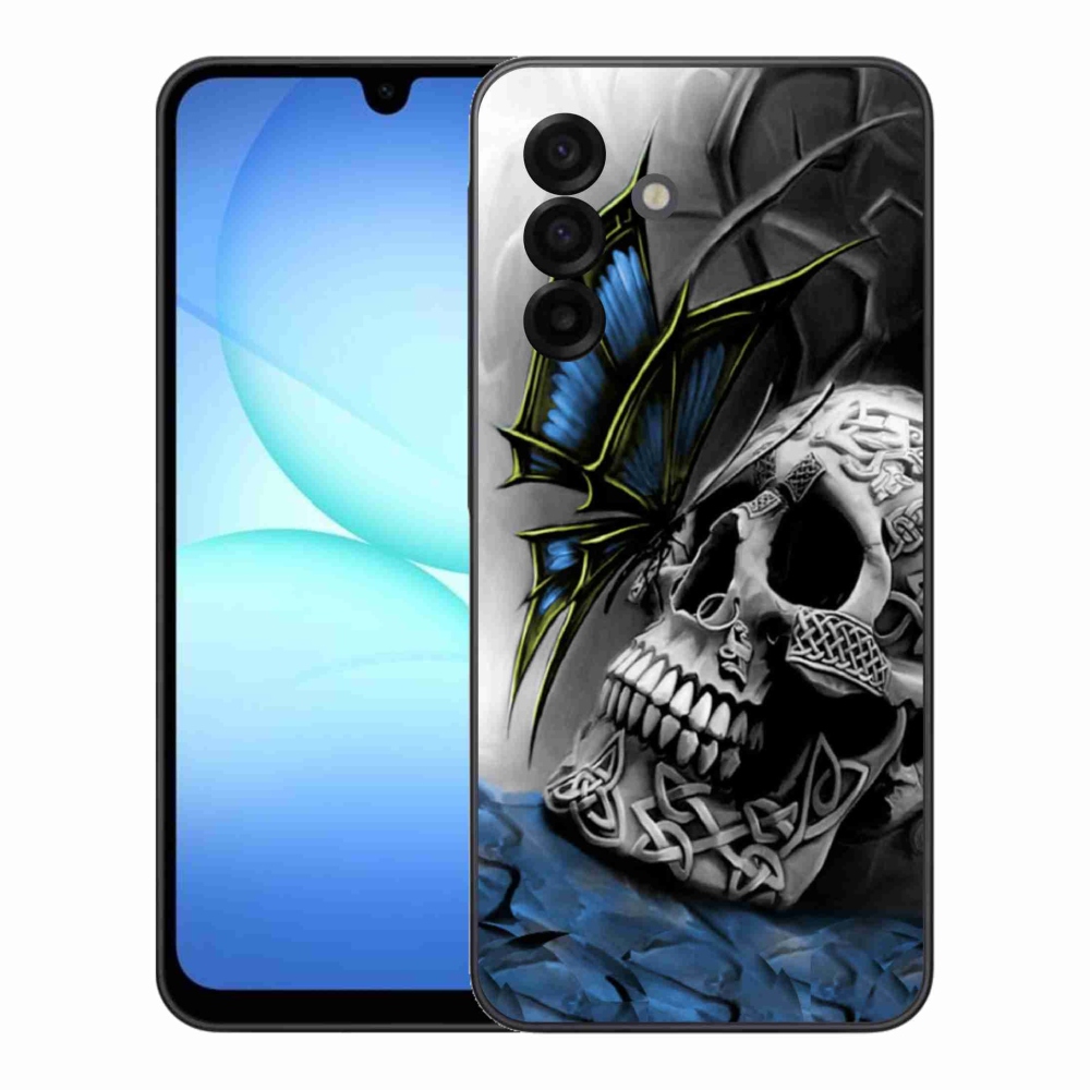 Gélový kryt mmCase na Samsung Galaxy A17 4G/5G - motýľ a lebka