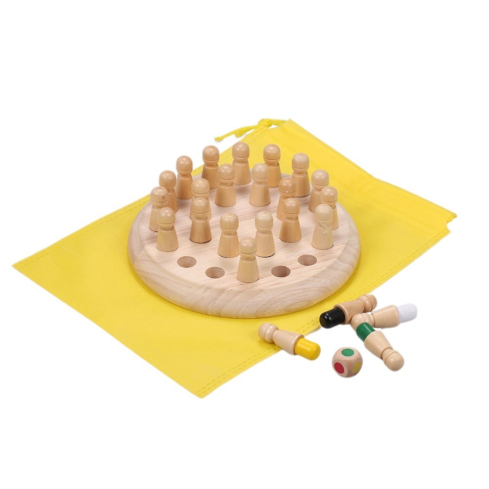 Logická drevená hra s farebnými štipcami pre tréning pamäte