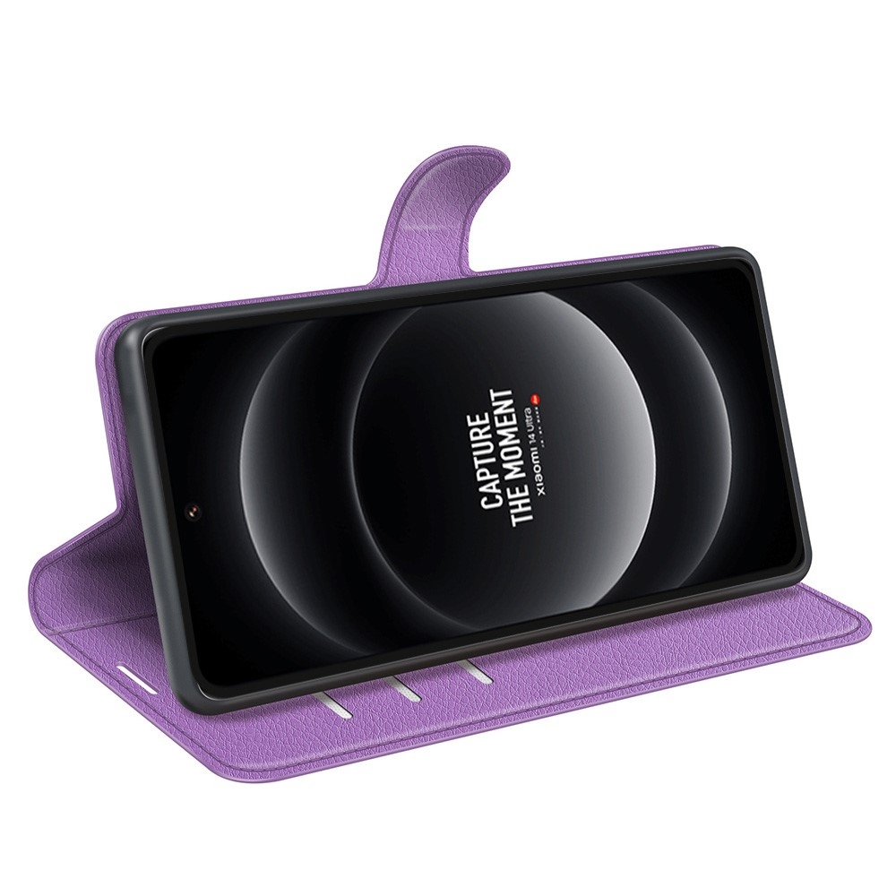 Litchi knižkové púzdro na Xiaomi 14 Ultra - fialové