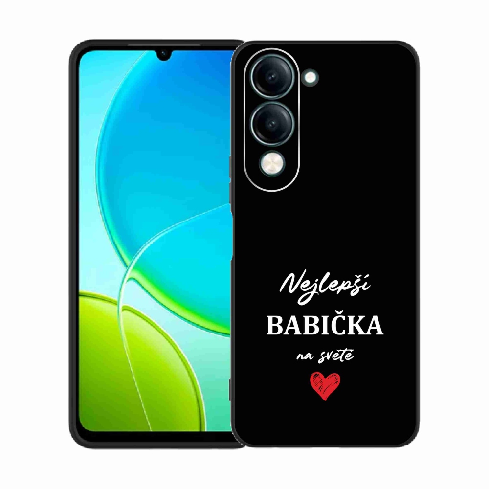 Gélový kryt mmCase na Vivo Y29s 5G - najlepšia babička 1 čierne pozadie