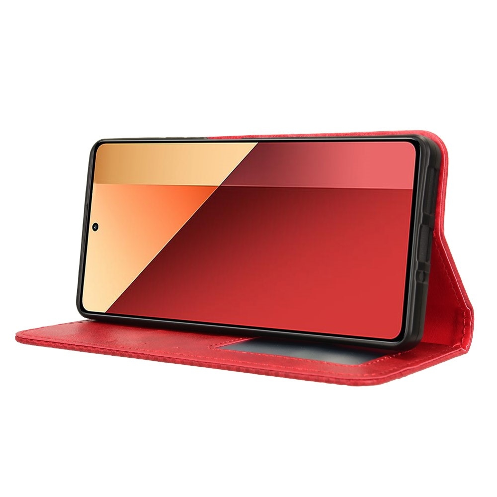 Vintage knižkové púzdro na Xiaomi Redmi Note 14S/Note 13 Pro 4G/Poco M6 Pro - červené