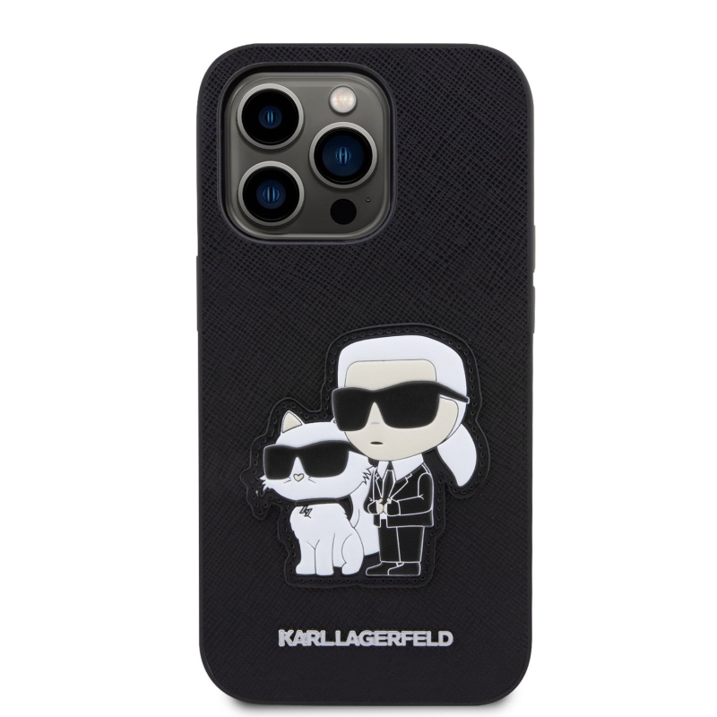 Karl Lagerfeld PU Saffiano Karl and Choupette NFT Zadný Kryt pre iPhone 14 Pro Max Black