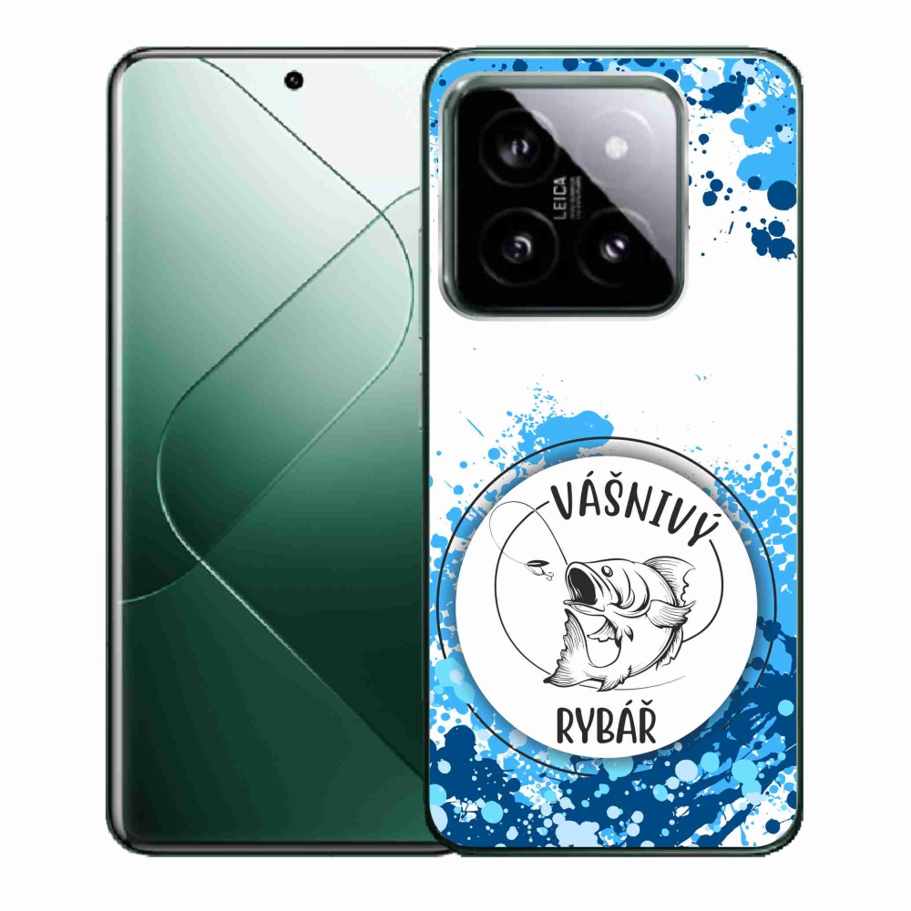 Gélový kryt mmCase na Xiaomi 14 - vášnivý rybár biele pozadie