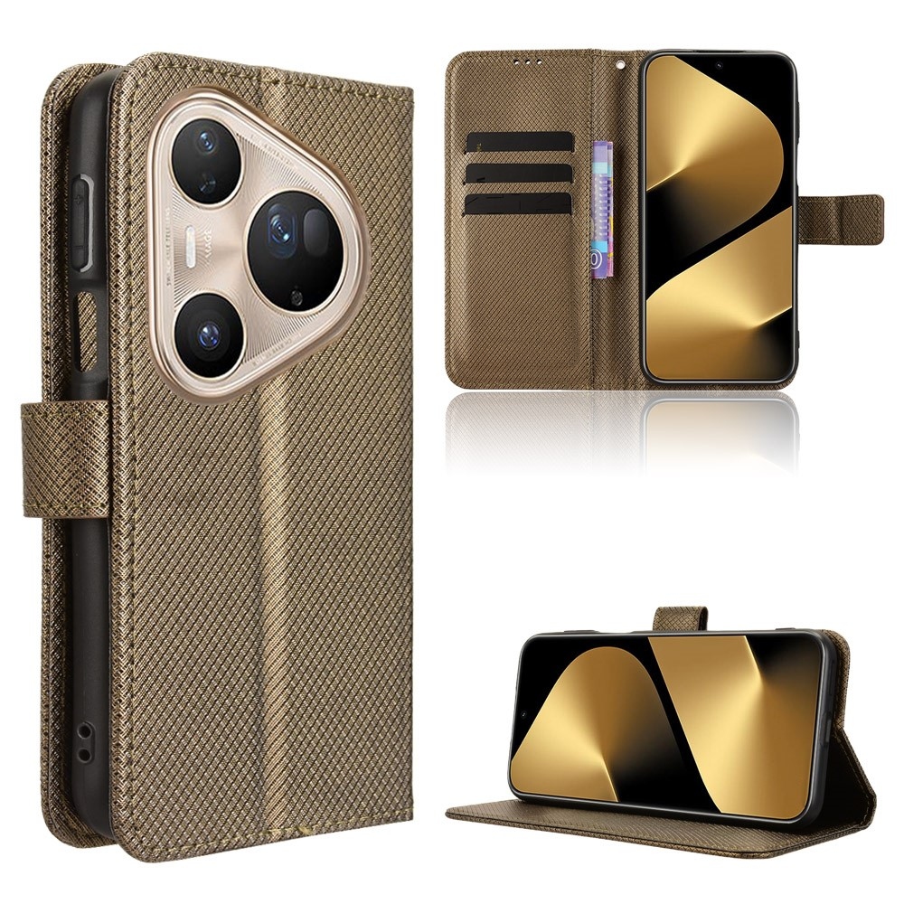 Diamond knižkové puzdro na Huawei Pura 80 Pro - hnedé