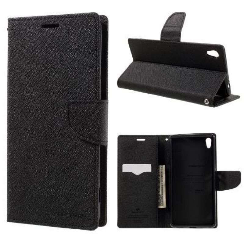 Diary PU kožené puzdro pre mobil Sony Xperia XA Ultra - čierne