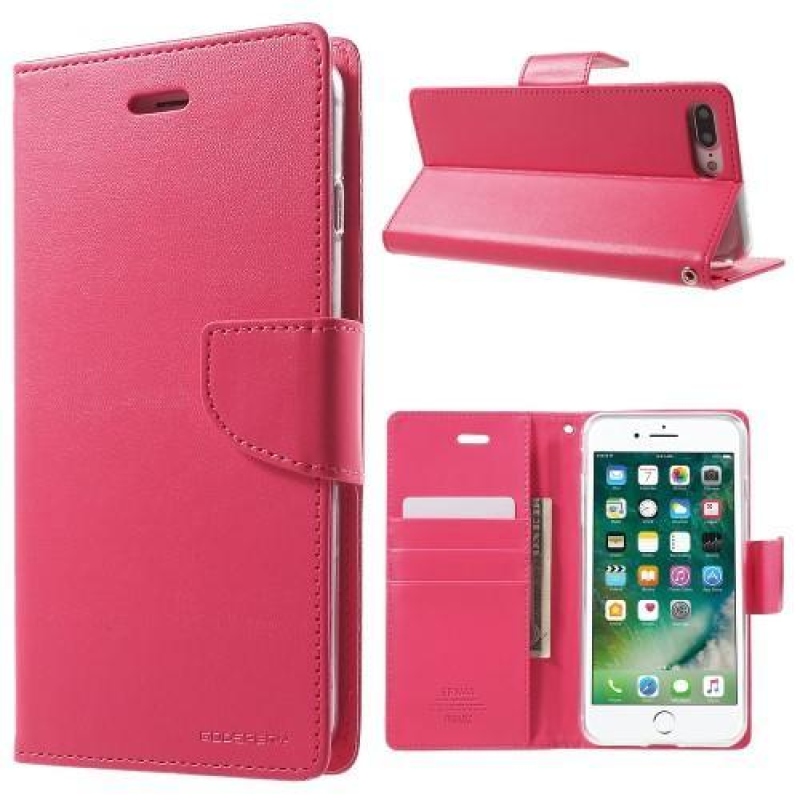 Diary PU kožené puzdro s magnetickým zapínaním na iPhone 7 Plus a iPhone 8 Plus - rose