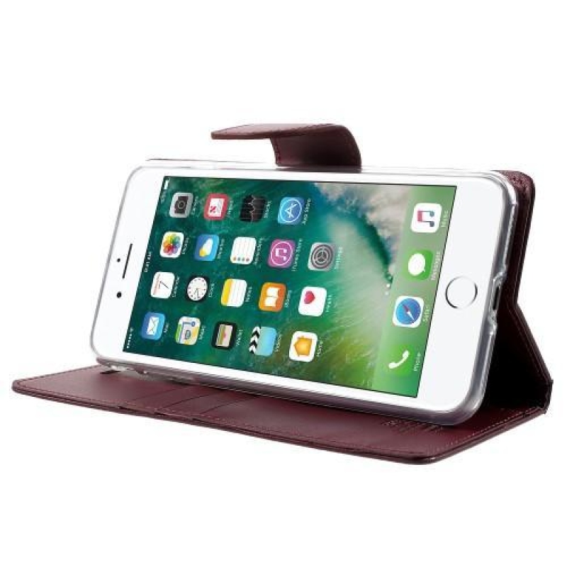 Diary PU kožené puzdro s magnetickým zapínaním na iPhone 7 Plus a iPhone 8 Plus - vínové