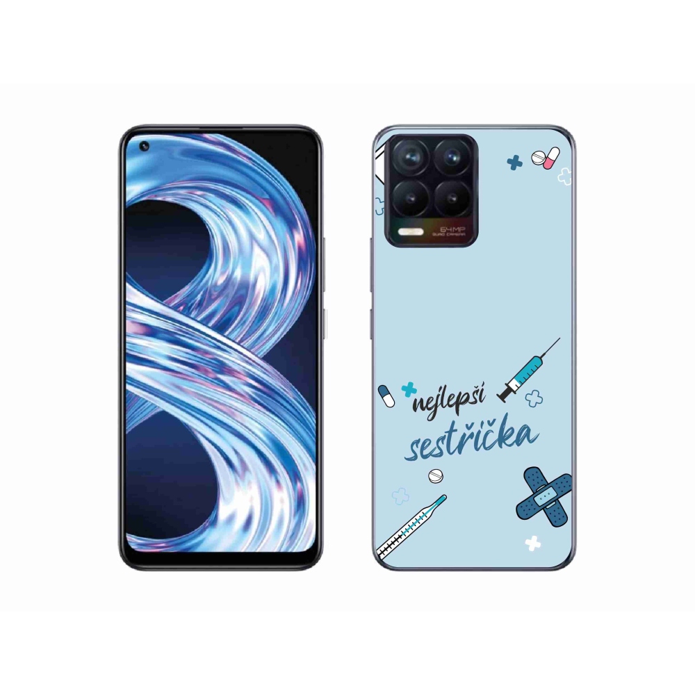 Gélový kryt mmCase na Realme 8 4G - najlepšia sestrička modré pozadie