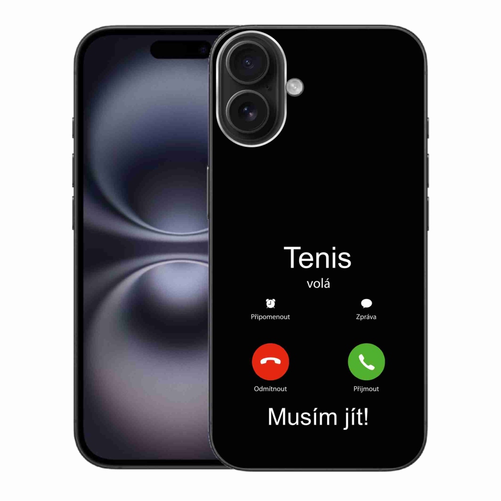 Gélový kryt mmCase na iPhone 16 Plus - tenis volá čierne pozadie