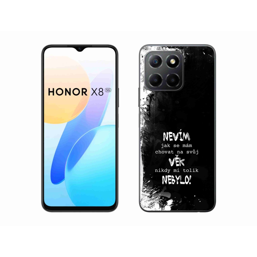 Gélový kryt mmCase na Honor X8 5G/Honor 70 Lite 5G - vtipný text 14 čierne pozadie