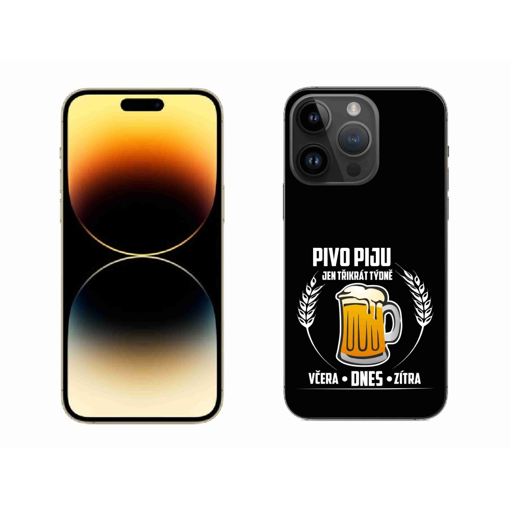 Gélový kryt mmCase na iPhone 14 Pro Max 6.7 - pivný motív čierne pozadie