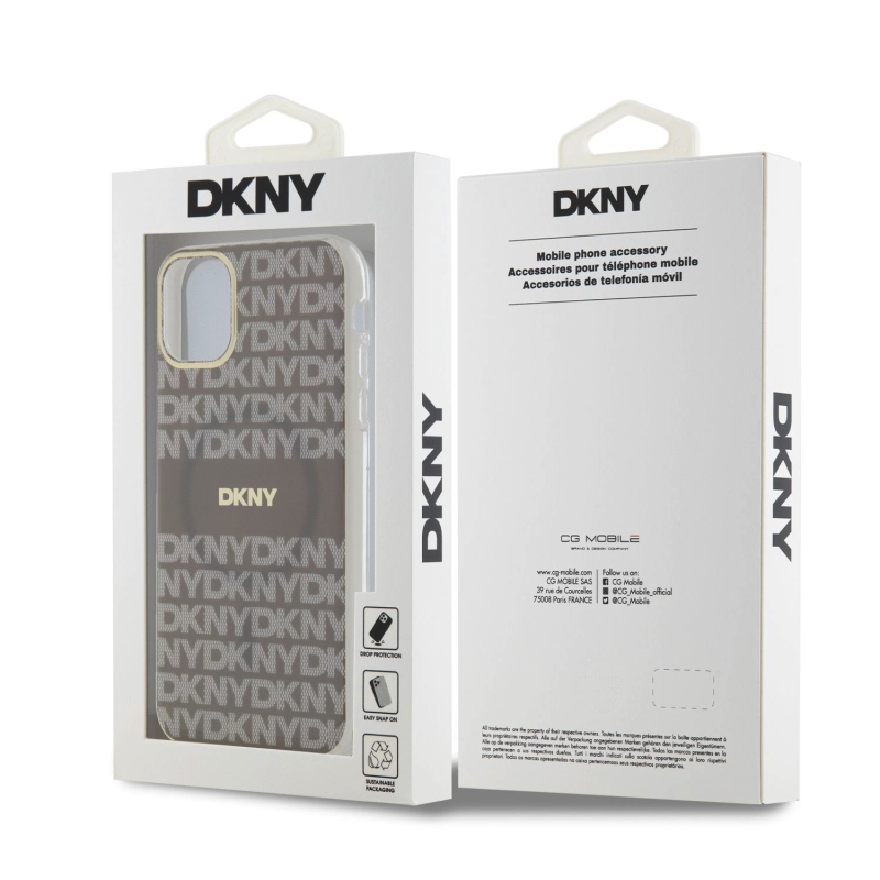 DKNY PC/TPU Repeat Pattern Tonal Stripe Magsafe Zadný Kryt pre iPhone 11 Beige